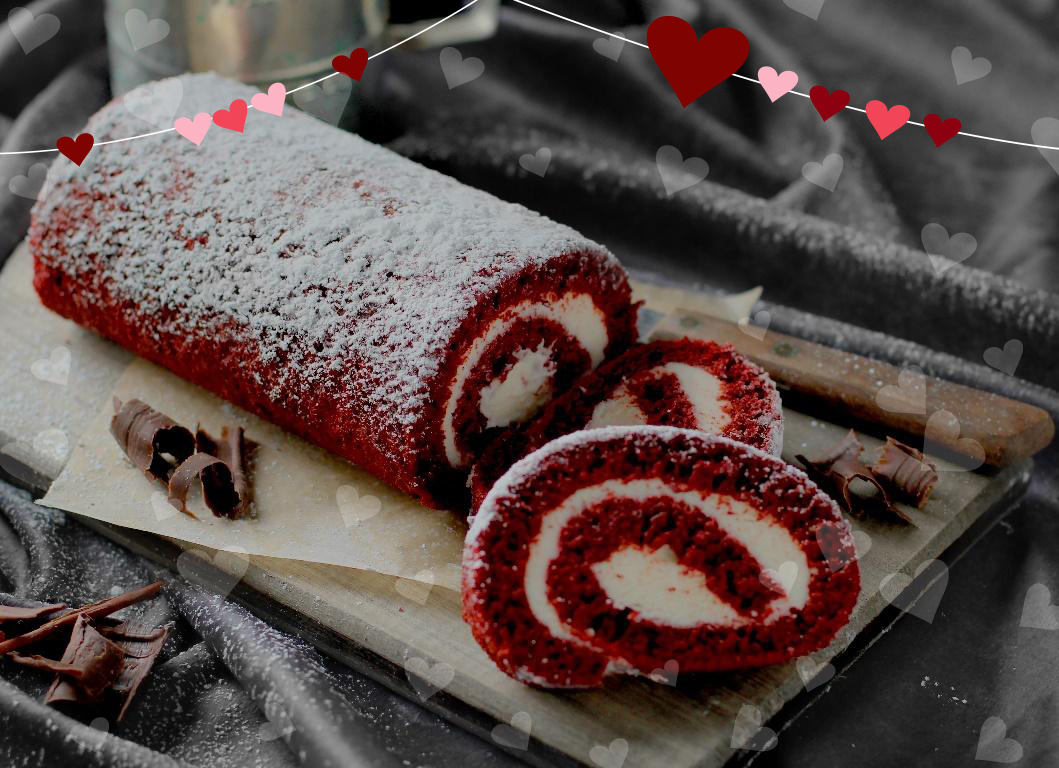 Red Velvet Cake Roll - Valentine Cake Flavors