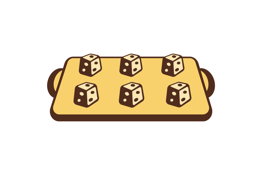 Yellow cookie dough cubes on baking sheet icon