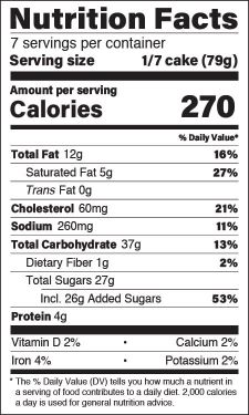 Strawberry Cheesecake Cake Roll Nutrition Facts Panel