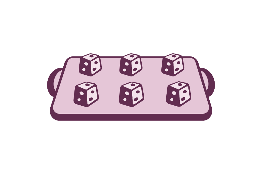 Purple cookie dough cubes on baking sheet icon