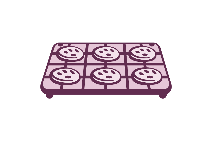 Purple cookies cooling on rack icons
