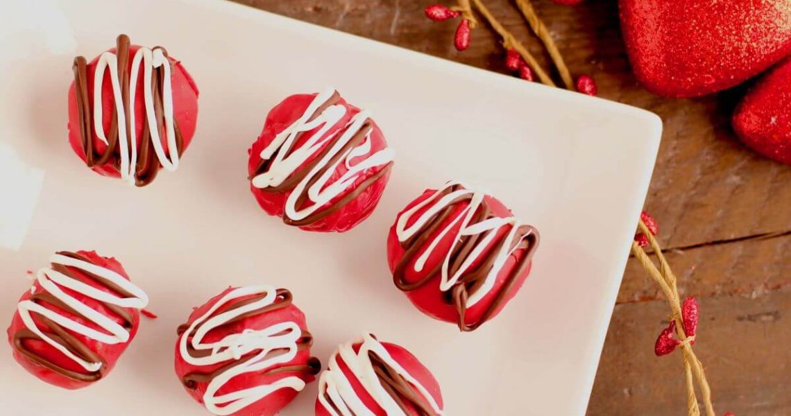 Red Velvet Truffles with Valentine's Day decorations